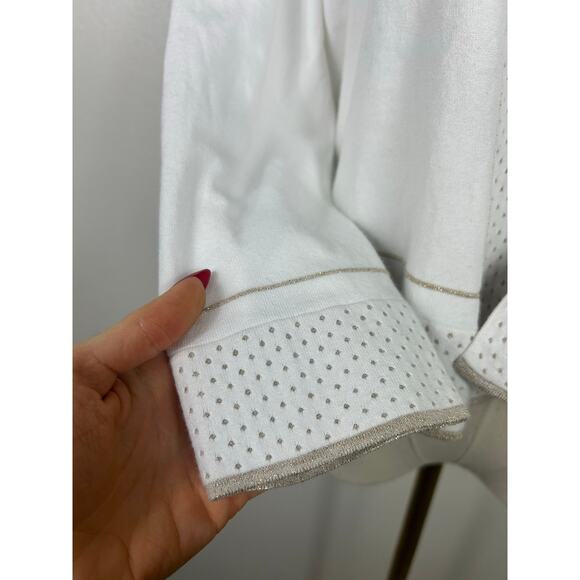 Escada Top Clasp Open Cardigan White Gold Sz Large - Picture 5 of 11